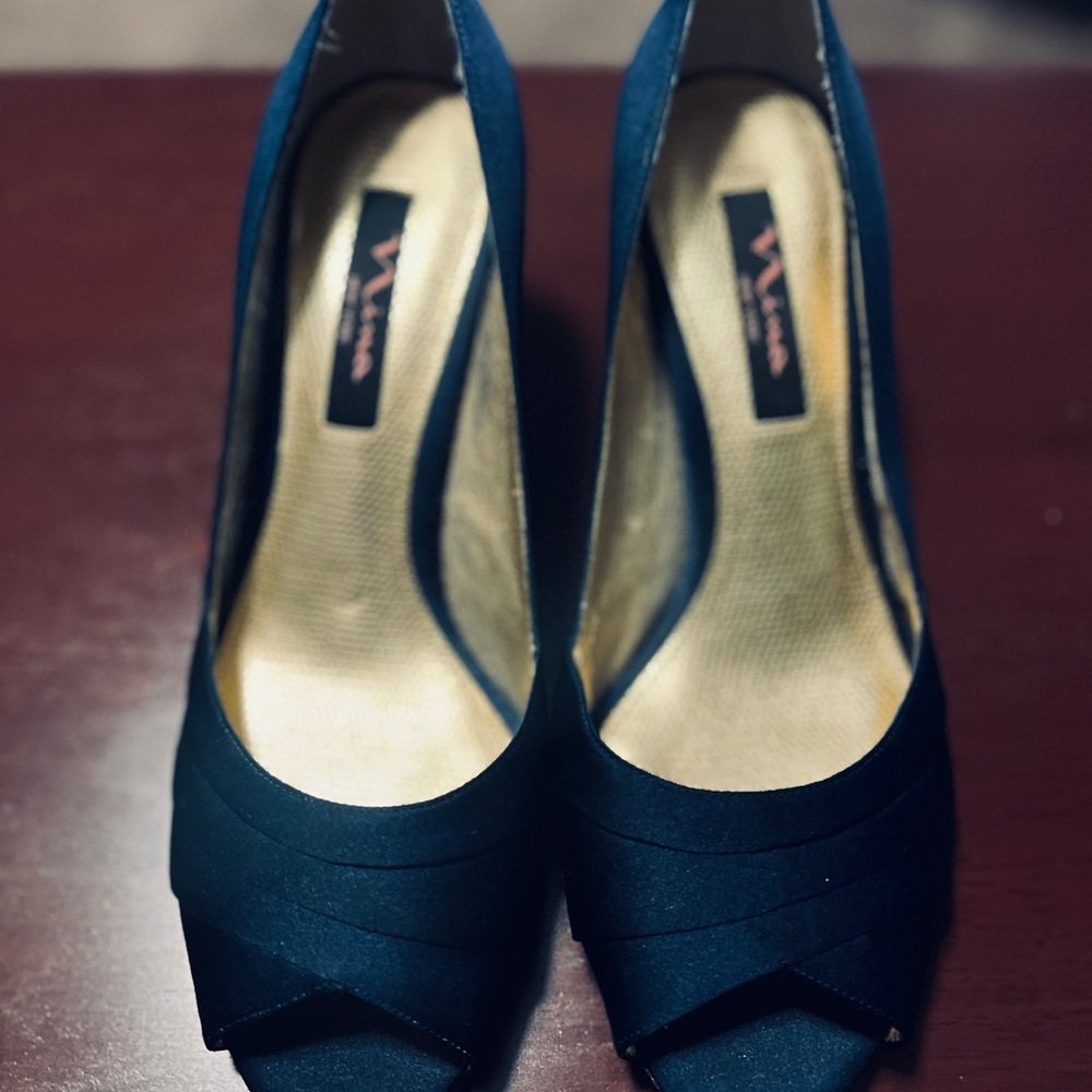 Nina Women's Blue Peep Toe Heels Formal Size 9M
